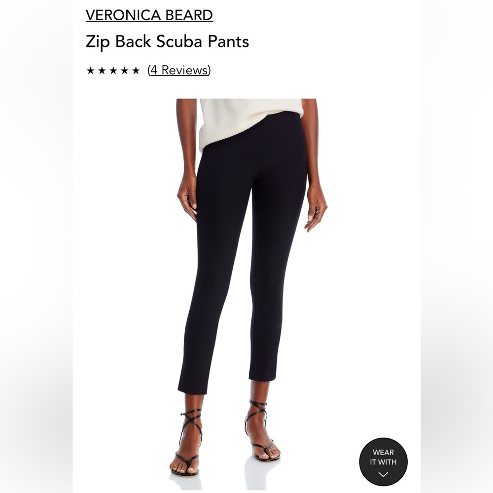 NWT - Veronica Beard zip back scuba pants - black size 10